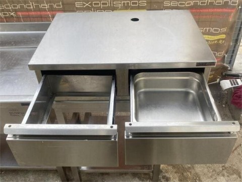 Συρτάρι Ανοξείδωτο Διπλό 80x59x24Cm Για 1/2Gn Βάθος 10Cm  Mεταχειρισμένο